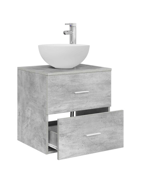 Mobiletto con Lavabo a Parete Grigio Cemento 49,5 x 35 x 63 cm