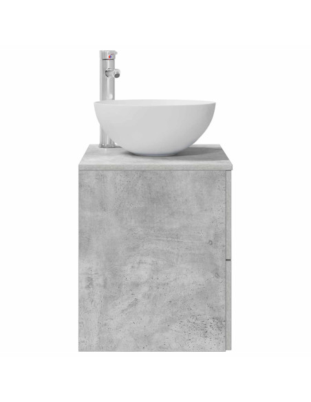 Mobiletto con Lavabo a Parete Grigio Cemento 49,5 x 35 x 63 cm