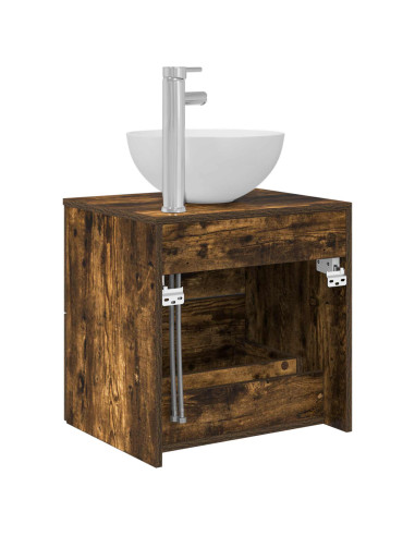 Mobiletto con Lavabo a Parete Rovere Fumo 49,5 x 35 x 63 cm