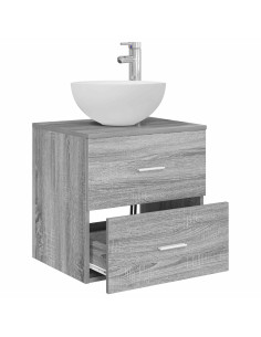 Mobiletto con Lavabo a Parete Sonoma grigio 49,5 x 35 x 63 cm 2