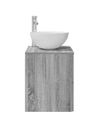 Mobiletto con Lavabo a Parete Sonoma grigio 49,5 x 35 x 63 cm