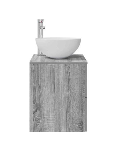 Mobiletto con Lavabo a Parete Sonoma grigio 49,5 x 35 x 63 cm