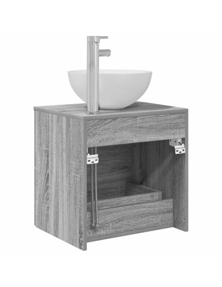 Mobiletto con Lavabo a Parete Sonoma grigio 49,5 x 35 x 63 cm
