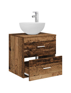 Mobiletto con Lavabo a Parete Legno antico 49,5 x 35 x 63 cm 2
