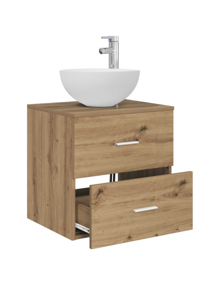 Mobiletto con Lavabo a Parete Rovere Artigianale