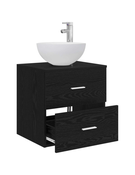 Mobile Lavabo da Parete Rovere Nero 49,5 x 41 x 64,5 cm