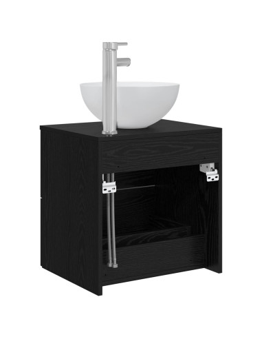 Mobile Lavabo da Parete Rovere Nero 49,5 x 41 x 64,5 cm