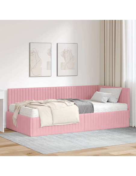 Struttura Letto Angolare con Materasso 2 pcs Grigio Velluto