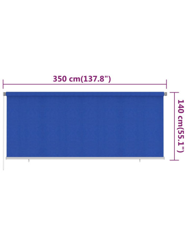 Tenda a Rullo per Esterni 350x140 cm Blu HDPE