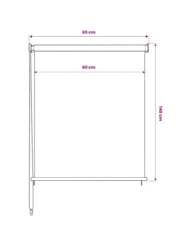 Tenda a Rullo per Esterni Bianca 60x140 cm in HDPE