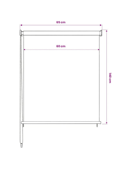 Tenda a Rullo per Esterni Bianca 60x140 cm in HDPE