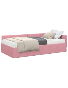Struttura Letto Angolare con Materasso 2 pcs Grigio Velluto 2