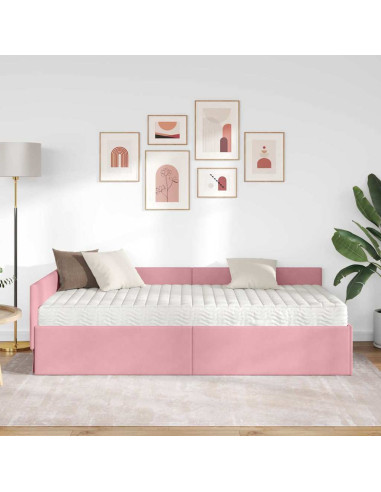 Struttura Letto Angolare con Materasso 2 pcs Grigio Velluto