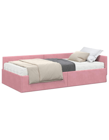 Struttura Letto Angolare con Materasso 2 pcs Grigio Velluto