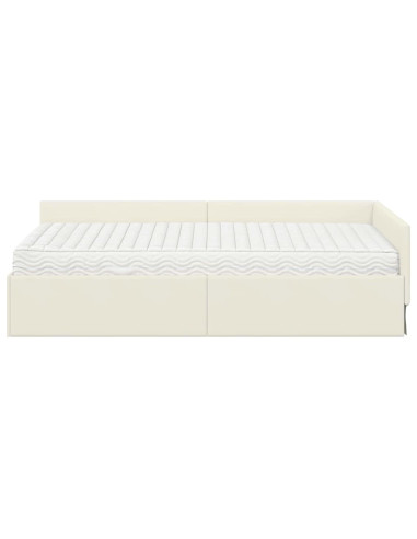 Struttura Letto Angolare con Materasso 2 pcs Crema Velluto