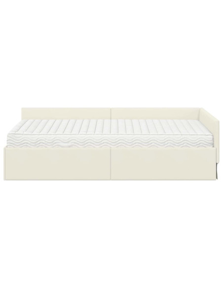 Struttura Letto Angolare con Materasso 2 pcs Crema Velluto