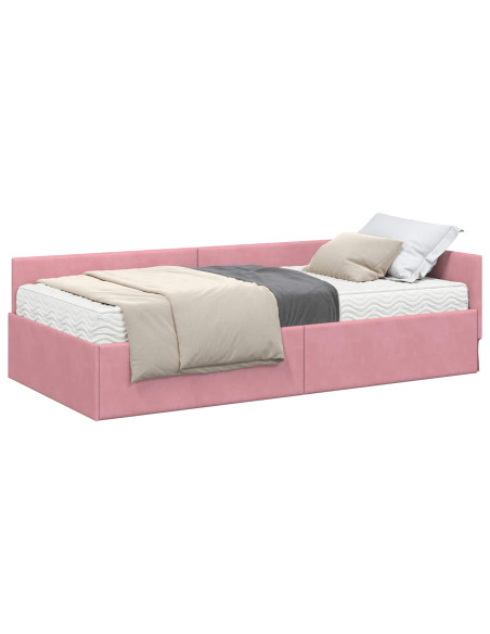 Struttura Letto Angolare con Materasso 2 pcs Grigio Velluto