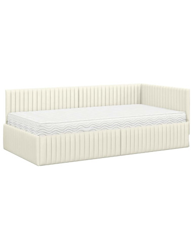 Struttura Letto Angolare con Materasso 2 pcs Crema Velluto