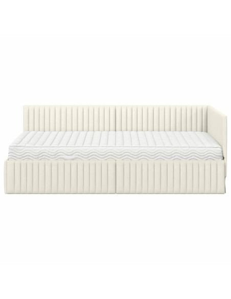 Struttura Letto Angolare con Materasso 2 pcs Crema Velluto