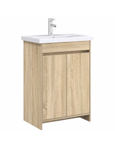 Mobiletto da Bagno Sotto Lavabo Rovere Sonoma 56 x 37,5 x 81 cm 2