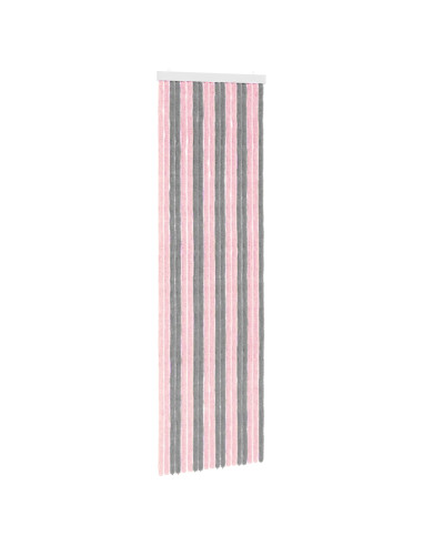 Tenda per insetti in chenille Grigio Argento e Rosa 56 x 185 cm