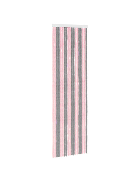 Tenda per insetti in chenille Grigio Argento e Rosa 56 x 185 cm