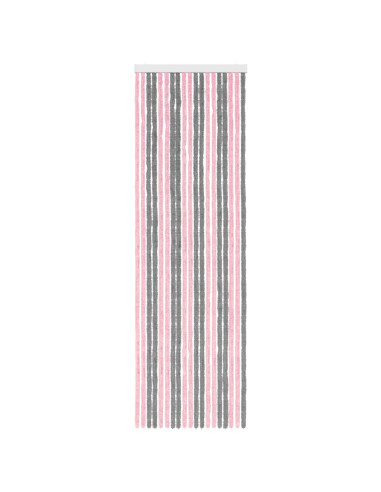 Tenda per insetti in chenille Grigio Argento e Rosa 56 x 185 cm