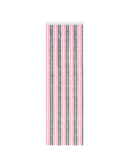 Tenda per insetti in chenille Grigio Argento e Rosa 56 x 185 cm
