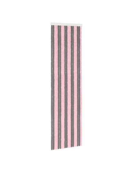 Tenda per insetti in chenille Grigio Argento e Rosa 56 x 200 cm