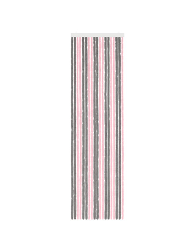 Tenda per insetti in chenille Grigio Argento e Rosa 56 x 200 cm