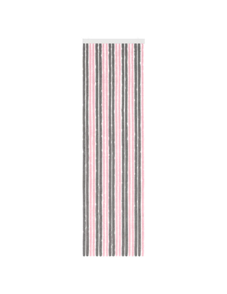 Tenda per insetti in chenille Grigio Argento e Rosa 56 x 200 cm