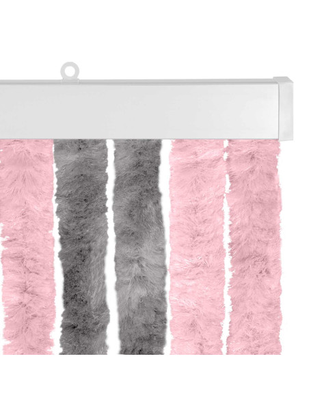 Tenda per insetti in chenille Grigio Argento e Rosa 56 x 200 cm