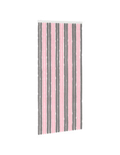 Tenda per insetti in chenille Grigio Argento e Rosa 90 x 200 cm 2