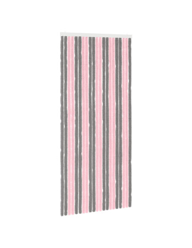 Tenda per insetti in chenille Grigio Argento e Rosa 90 x 200 cm