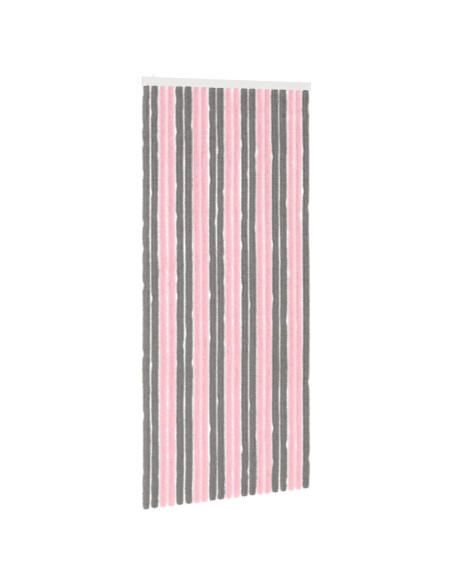 Tenda per insetti in chenille Grigio Argento e Rosa 90 x 200 cm