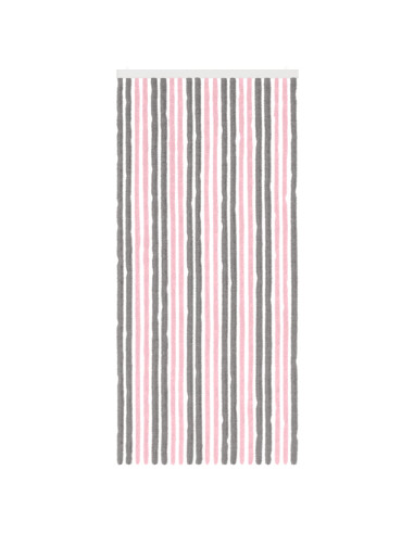 Tenda per insetti in chenille Grigio Argento e Rosa 90 x 200 cm