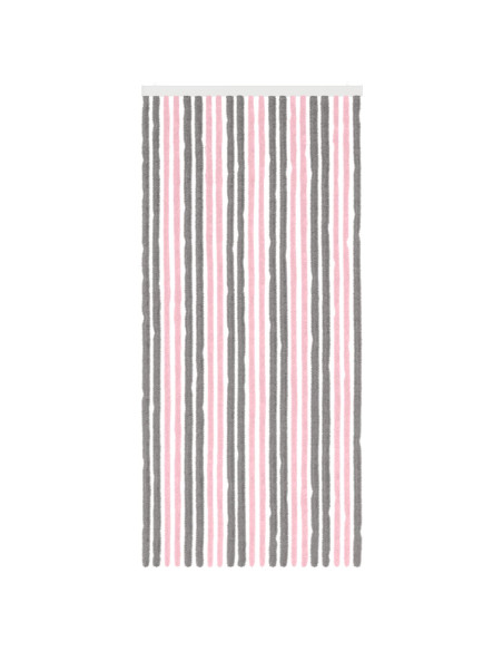 Tenda per insetti in chenille Grigio Argento e Rosa 90 x 200 cm