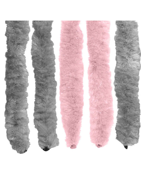 Tenda per insetti in chenille Grigio Argento e Rosa 90 x 200 cm