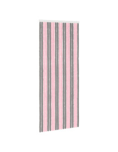 Tenda per insetti in chenille Grigio Argento e Rosa 90 x 220 cm 2