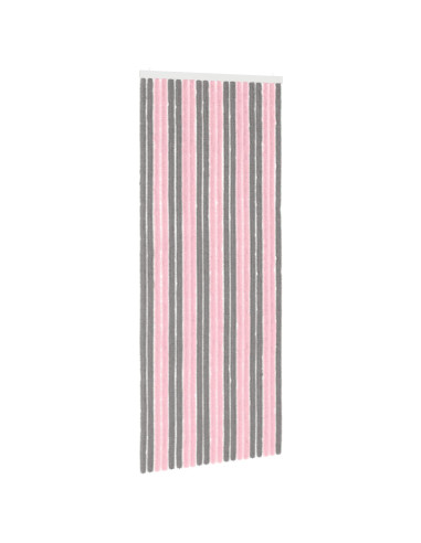 Tenda per insetti in chenille Grigio Argento e Rosa 90 x 220 cm