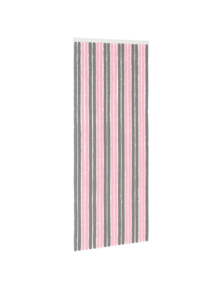 Tenda per insetti in chenille Grigio Argento e Rosa 90 x 220 cm