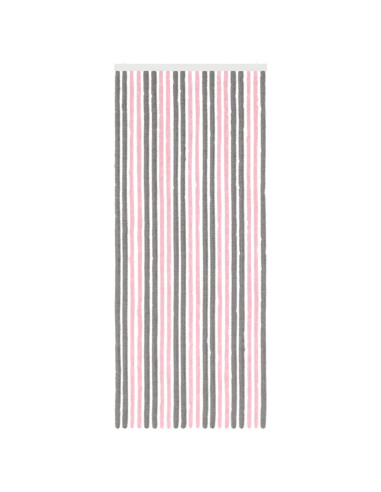 Tenda per insetti in chenille Grigio Argento e Rosa 90 x 220 cm
