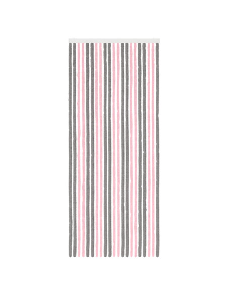 Tenda per insetti in chenille Grigio Argento e Rosa 90 x 220 cm