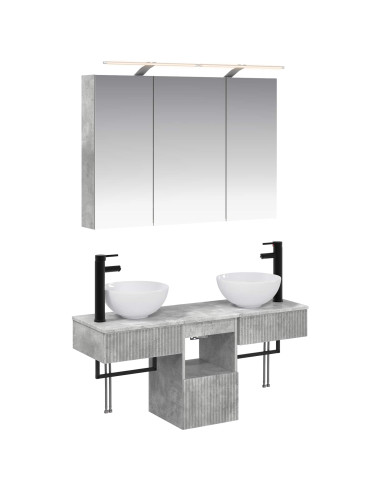 Set di Armadi da Bagno 4 pcs Grigio Cemento 100 x 14,5 x 70 cm
