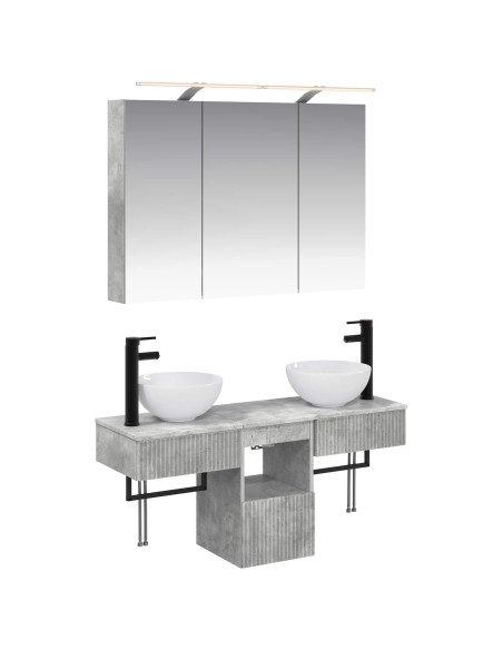 Set di Armadi da Bagno 4 pcs Grigio Cemento 100 x 14,5 x 70 cm