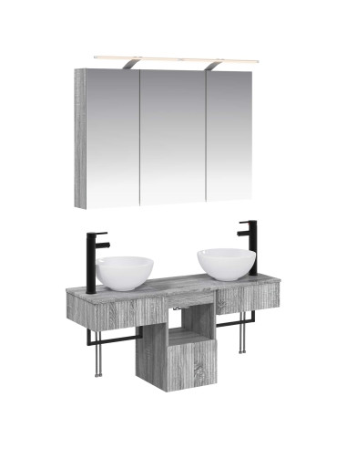 Set di Armadi da Bagno 4 pcs Sonoma grigio 100 x 14,5 x 70 cm