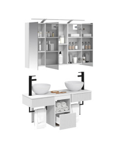 Set di Armadi da Bagno 4 pcs Bianco 100 x 14,5 x 70 cm 2