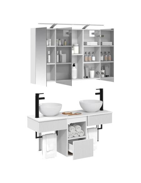Set di Armadi da Bagno 4 pcs Bianco 100 x 14,5 x 70 cm