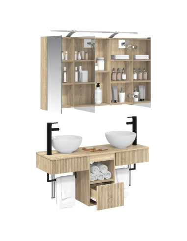 Set di Armadi da Bagno 4 pcs Rovere Sonoma 100 x 14,5 x 70 cm