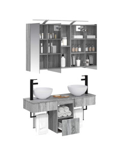 Set di Armadi da Bagno 4 pcs Sonoma grigio 100 x 14,5 x 70 cm 2